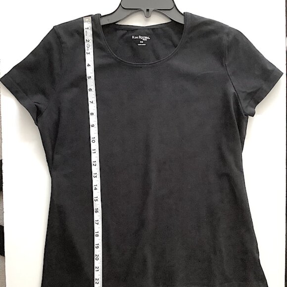 Kim Rogers - Classic Black short-sleeve  cotton knit top Size PM - Picture 5 of 6